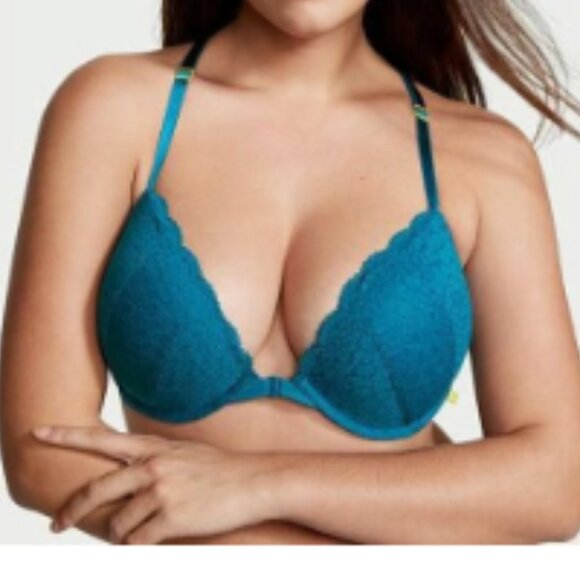 *NEW* Victoria's‎ Secret Blue Sapphire Sexy Tee Push-Up Racerback Bra 34DD NWT - Picture 4 of 15